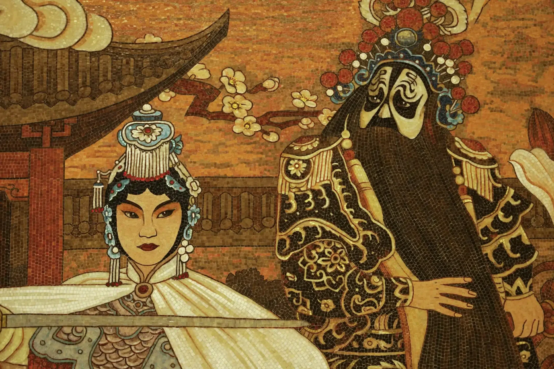 江苏大剧院玻璃马赛克壁画《中国戏剧·百花争妍》-实景图 (1)